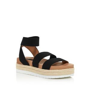 AQUA Womens Black Jute Tali Round Toe Platform Slip On Espadrille Shoes 8.5 M